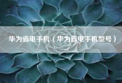 华为省电手机（华为省电手机型号）